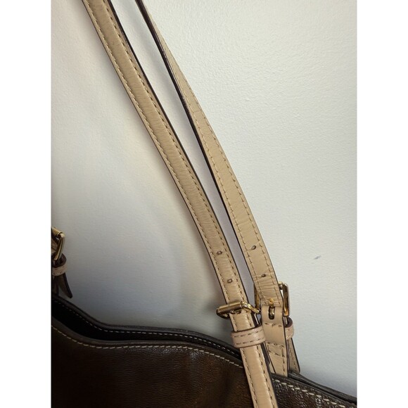 Michael Kors Metallic Bronze Brown Leather Tote Shoulder Handbag Purse - Picture 13 of 16